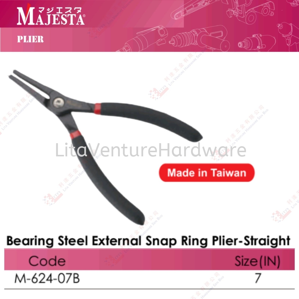 MAJESTA BRAND BEARING STEEL EXTERNAL SNAP RING PLIER STRAIGHT - M62407B