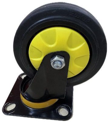 Medium Duty Elastic Black Rubber Castor Wheel