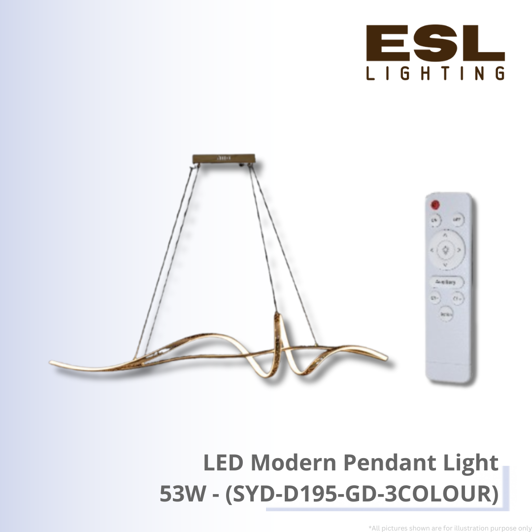 LED Modern Pendant Light 53W - SYD-D195-GD-3COLOUR