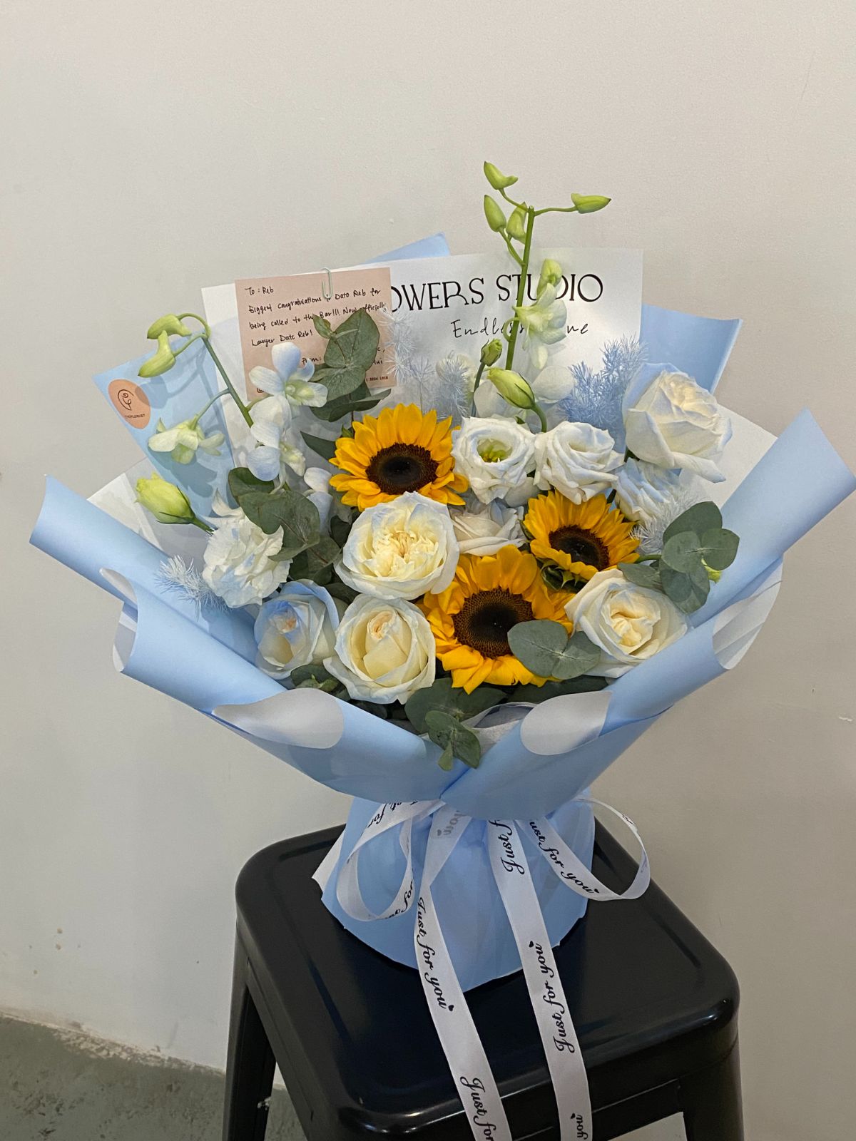 Fresh Sunflower with Roses and Orchid - L size
