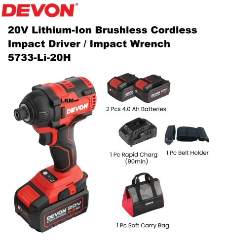 DEVON 5733-Li-20H 20V Lithium-Ion Brushless Cordless Impact Driver / Impact Wrench