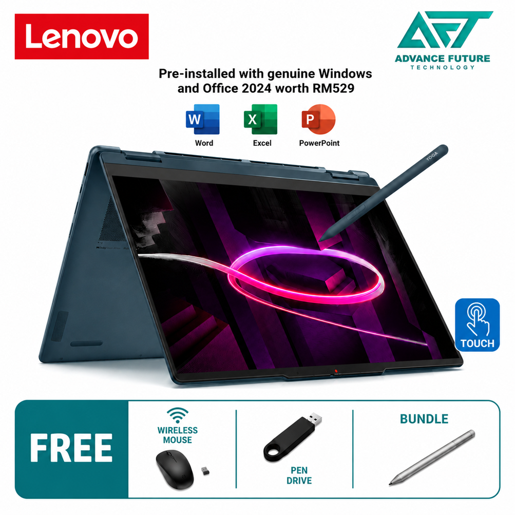 Lenovo Yoga 7 14AGP11 83TD0048MJ 14" WUXGA OLED Touch 2-In-1 Laptop Tidal Teal (AMD Ryzen AI 7 445, 24GB, 512GB SSD, ATI, W11, H&S 2024&M365 )