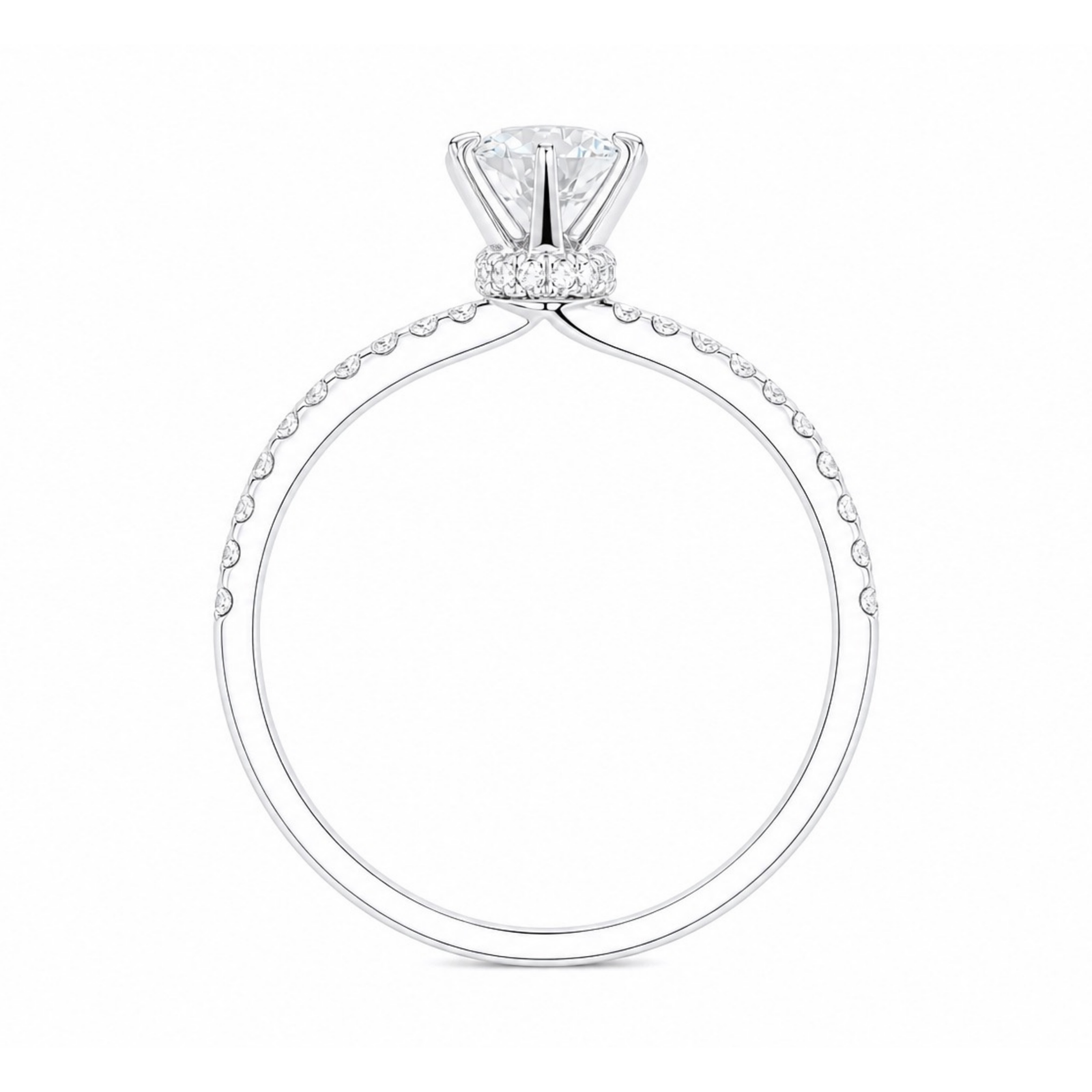 Roman & Co庐 Lunaria Veil Pav茅 Solitaire Ring