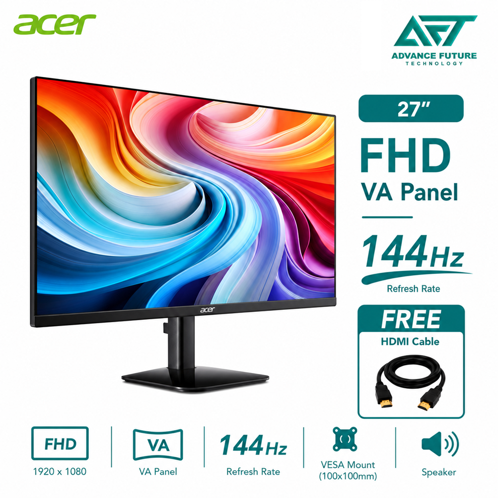 Acer KA272P0 27'' FHD VA 144Hz Flat Monitor ( Speaker, HDMI, VGA, 3 Years Warranty )