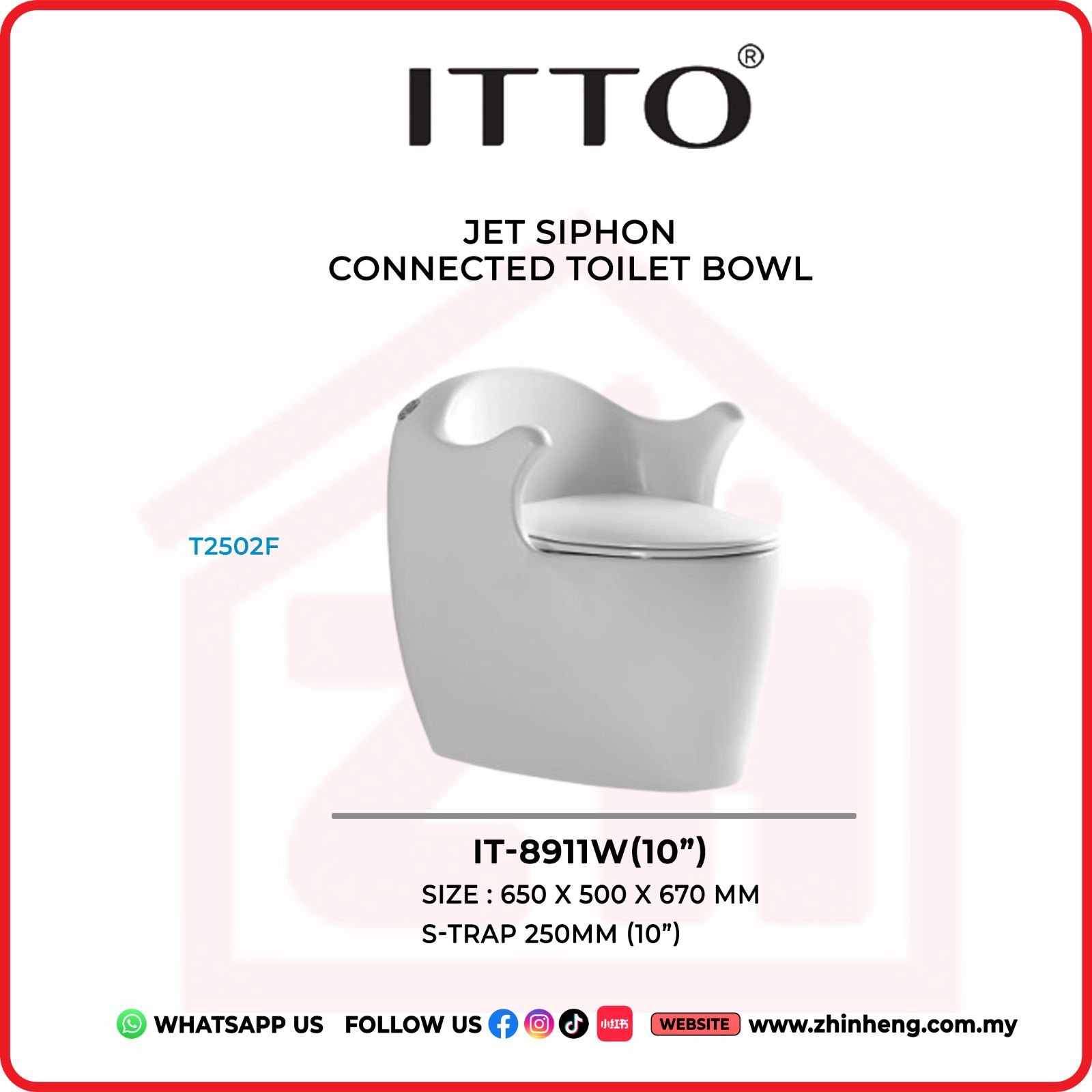 ITTO JET SIPHON CONNECTED TOILET BOWL IT-8911W(10")