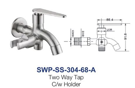 SWP-SS-304-68-A  Two Way Tap With Bidet Holder  - SUS304
