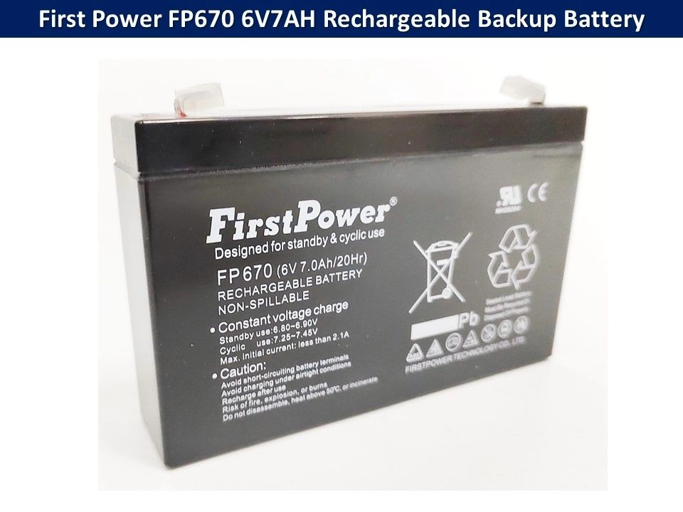 First Power FP670 6V7AH Rechargeable Seal Lead Acid Backup Battery