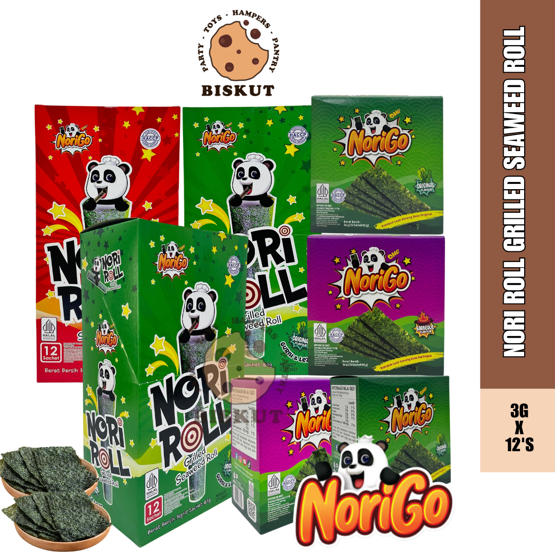 NORIGO - Nori Roll Grilled Seaweed Roll Original|Spicy|Bbq 3gX12's