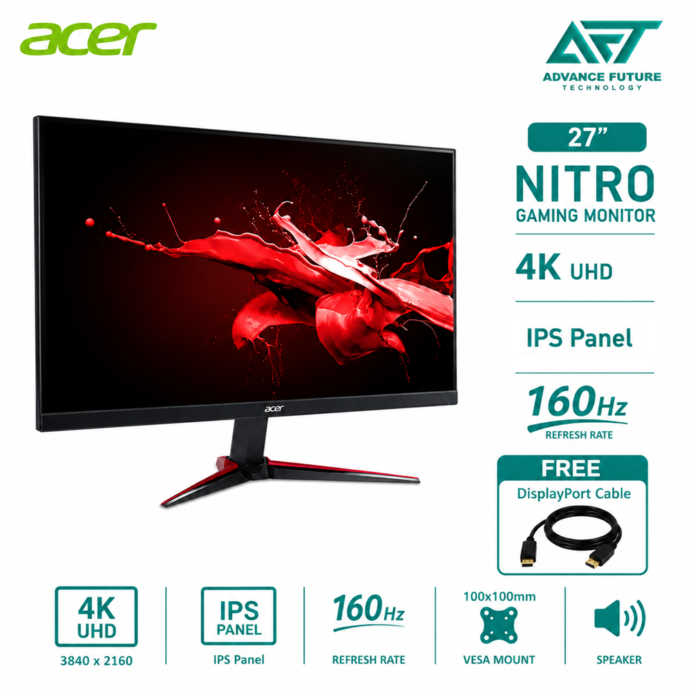 Acer Nitro VG270KV4 27'' 4K IPS 160Hz Gaming Monitor ( Speaker, 2x HDMI, DP, Audio, 3 Years Warranty )