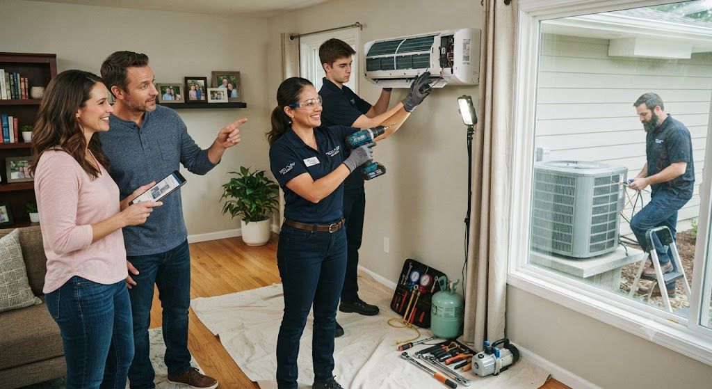 Split system air conditioner installation