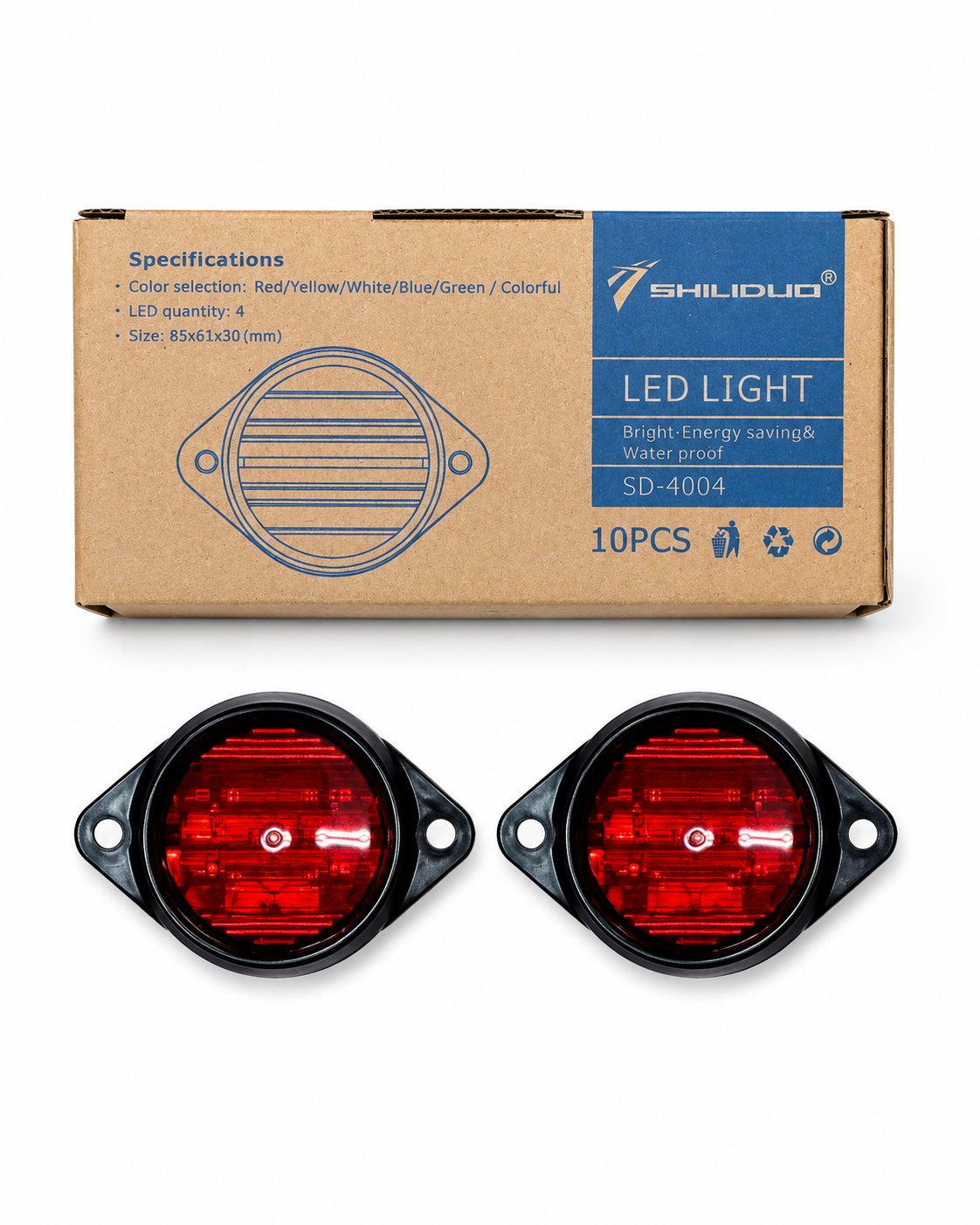SHILIDUO LED 2" 24V Side Lamp / Outline Marker Lamp ( Red ) SD-4004
