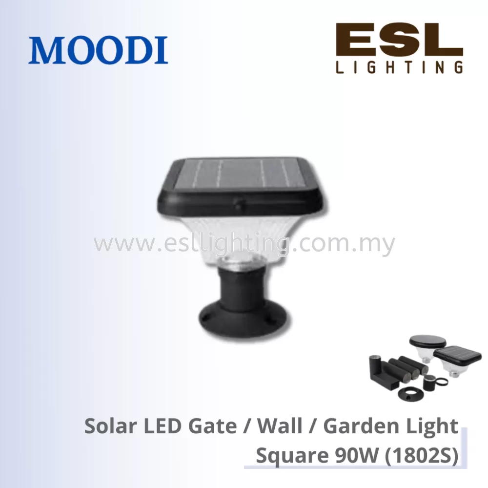 MOODI Solar LED Gate Light / Wall Light / Garden Light Round 90W - 1802S