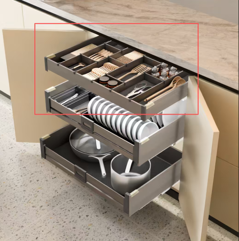 FG SERIES VIPO MOCHA GOLD PULL OUT CULTERY TRAY WT SOFT CLOSE