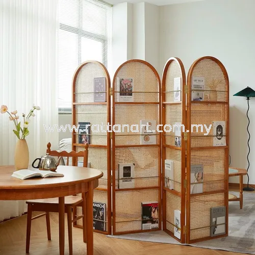 RATTAN PARTITION & BOOK SHELF