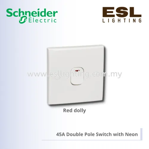 SCHNEIDER S-Classic 45A Double Pole Switch with Neon and red dolly - ED45NR_WW