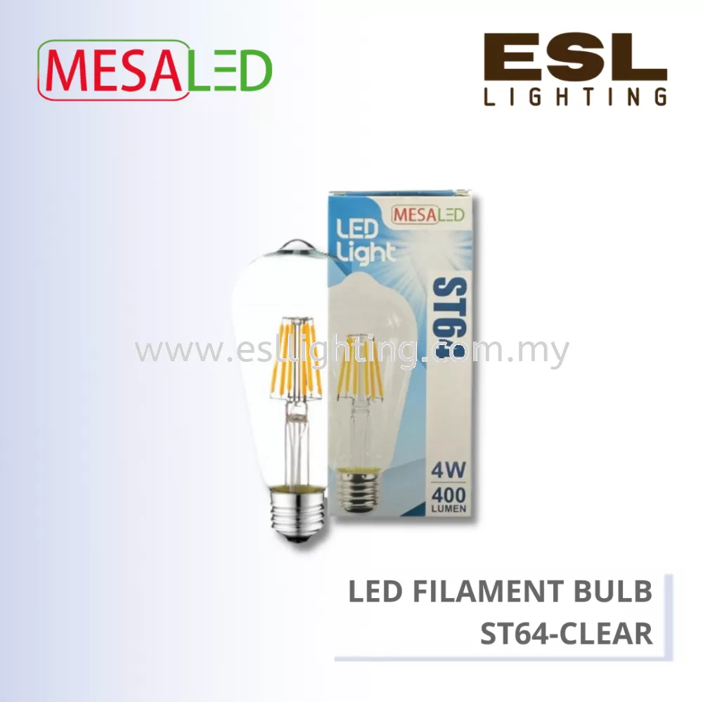 MESALED LED FILAMENT BULB E27 4W - ST64-CLEAR