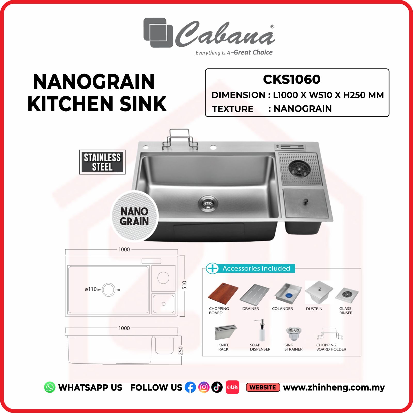 CABANA NANOGRAIN KITCHEN SINK - CKS1060