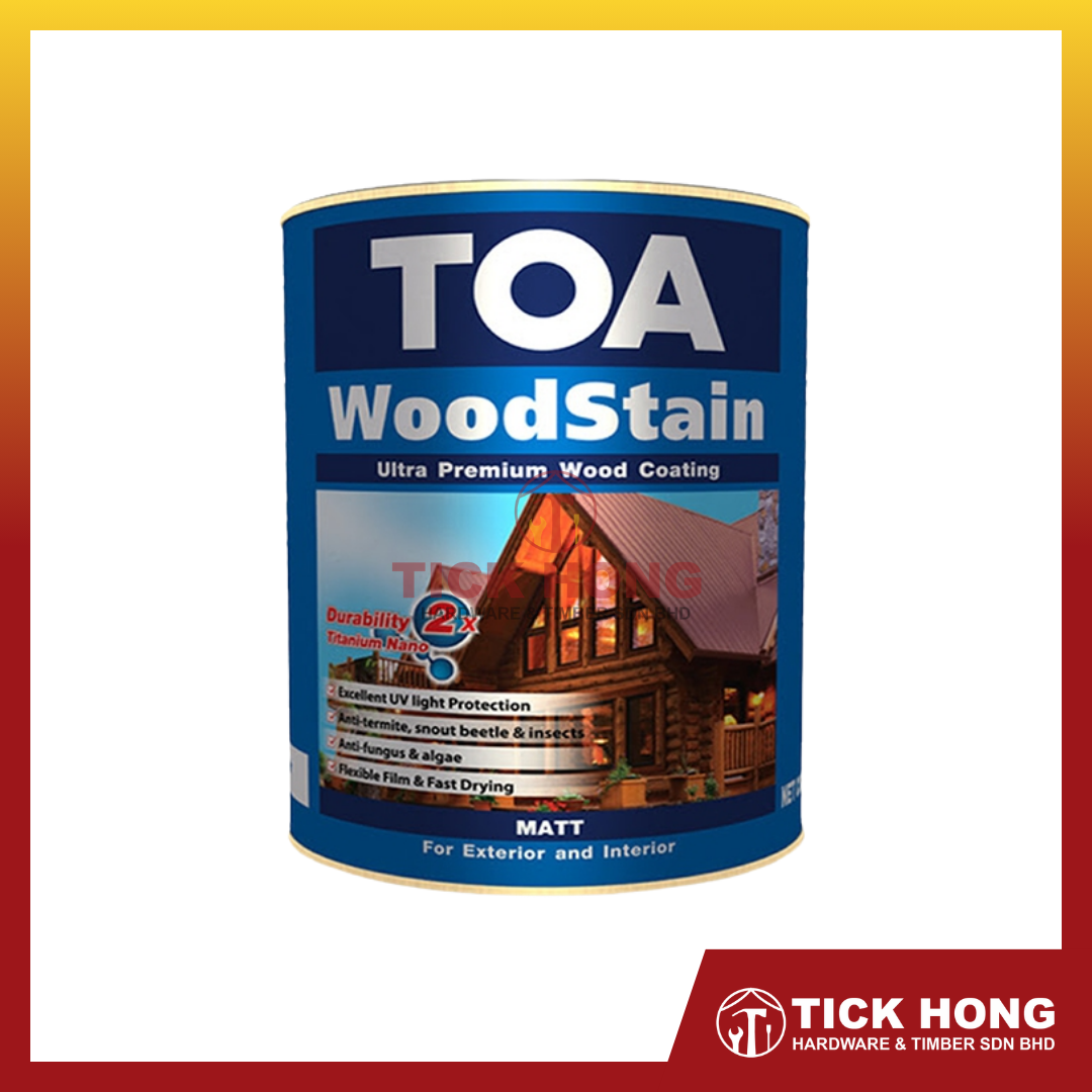 TOA Woodstain Premium Wood Coating - MATT  (1 Litre / 5 Litre)