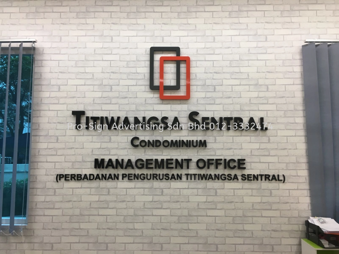 EG BOX UP AND 10 MM THICK ACRYLIC CUT OUT SIGNAGE (TITIWANGSA SENTRAL MANAGEMENT OFFICE, KL, 2019)