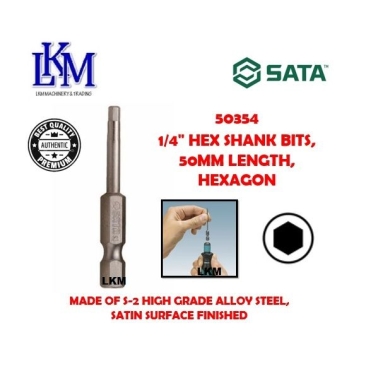 SATA 50354 1/4" HEX SHANK BITS, 50MM LENGTH, HEXAGON