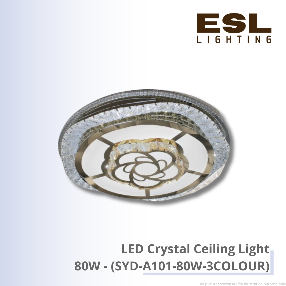 LED Crystal Ceiling Light 80W - SYD-A101-80W-3COLOUR