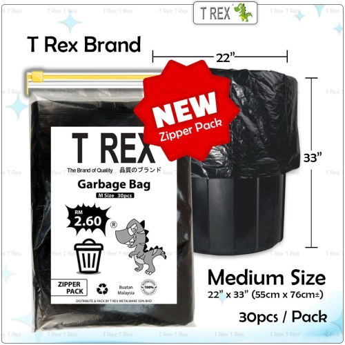 T Rex Medium Size (22" x 33") Garbage Bag - 30pcs/Bag