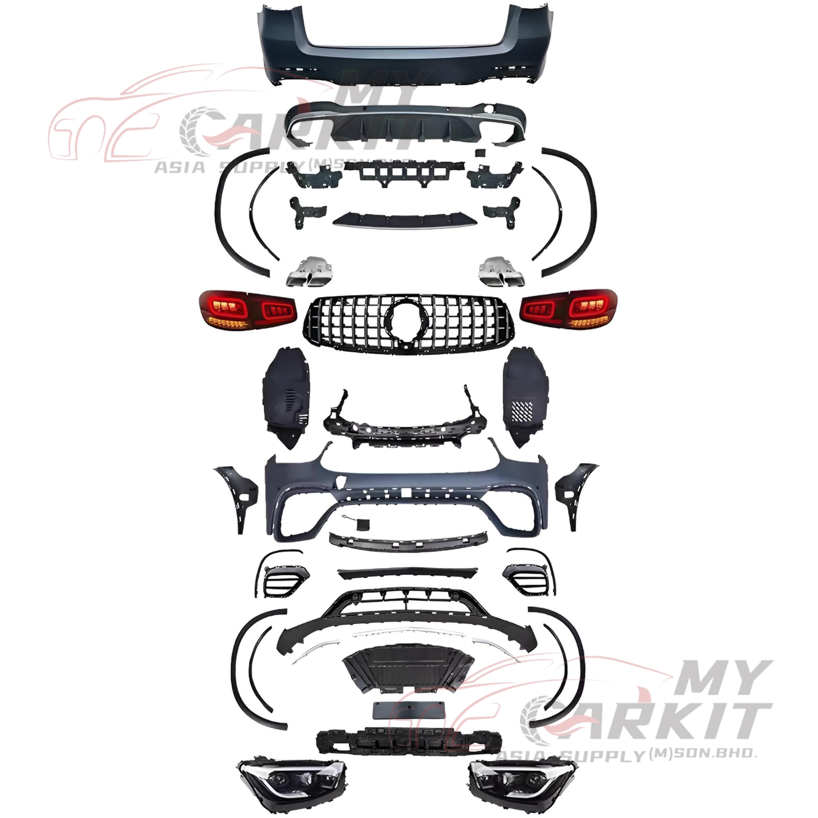 MERCEDES BENZ GLC X156 PRE FACELIFT 2016 – 2021 CONVERSION 1:1 GLC63s FACELIFT BODY KIT BUMPER SET