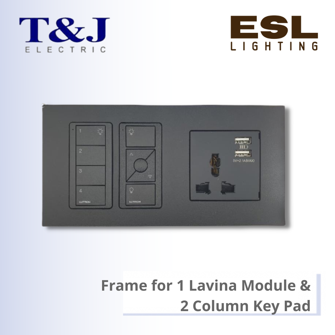 T&J LAVINA"95" SERIES Frame for 1 Lavina Module & 2 Column Key Pad - JC1502-2PIA-LWH / JC1502-2PIA-LBL / JC1502-2PIA-DAD / JC1502-2PIA-BL