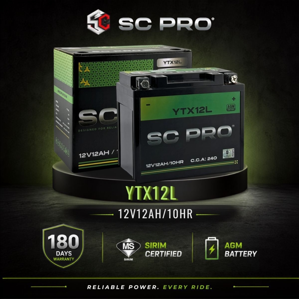 YTX12L-BS SC PRO - Bateri Kawasaki ZR 1100 A/B Zephyr / VN 1500 Vulcan Classic D, E, N 96-06 / Suzuki VS 1400 GL 96-01 / VL1500LC