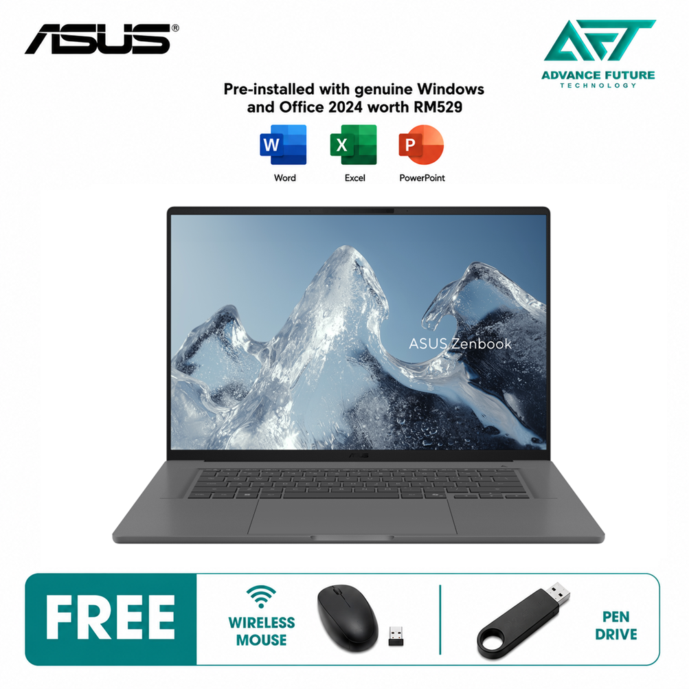 Asus Zenbook A16 UX3607Q-ASH092WSP 16" WUXGA OLED Laptop Iceland Gray ( Snapdragon X1, 16GB, 1TB SSD, Qualcomm, W11, H&S 2024&M365 )