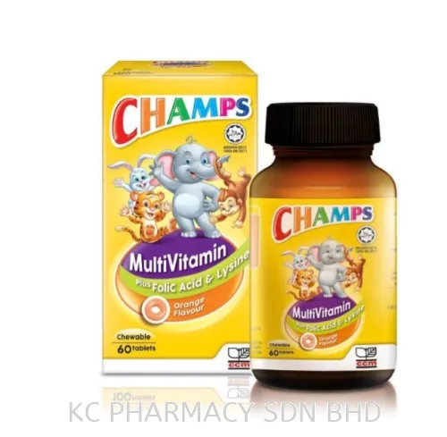 CHAMPS MULTIVITAMIN + FOLIC ACID + LYSINE 60'S (ORANGE) [SINGLE PACK / TWIN PACK-FREE SNACK BOX]