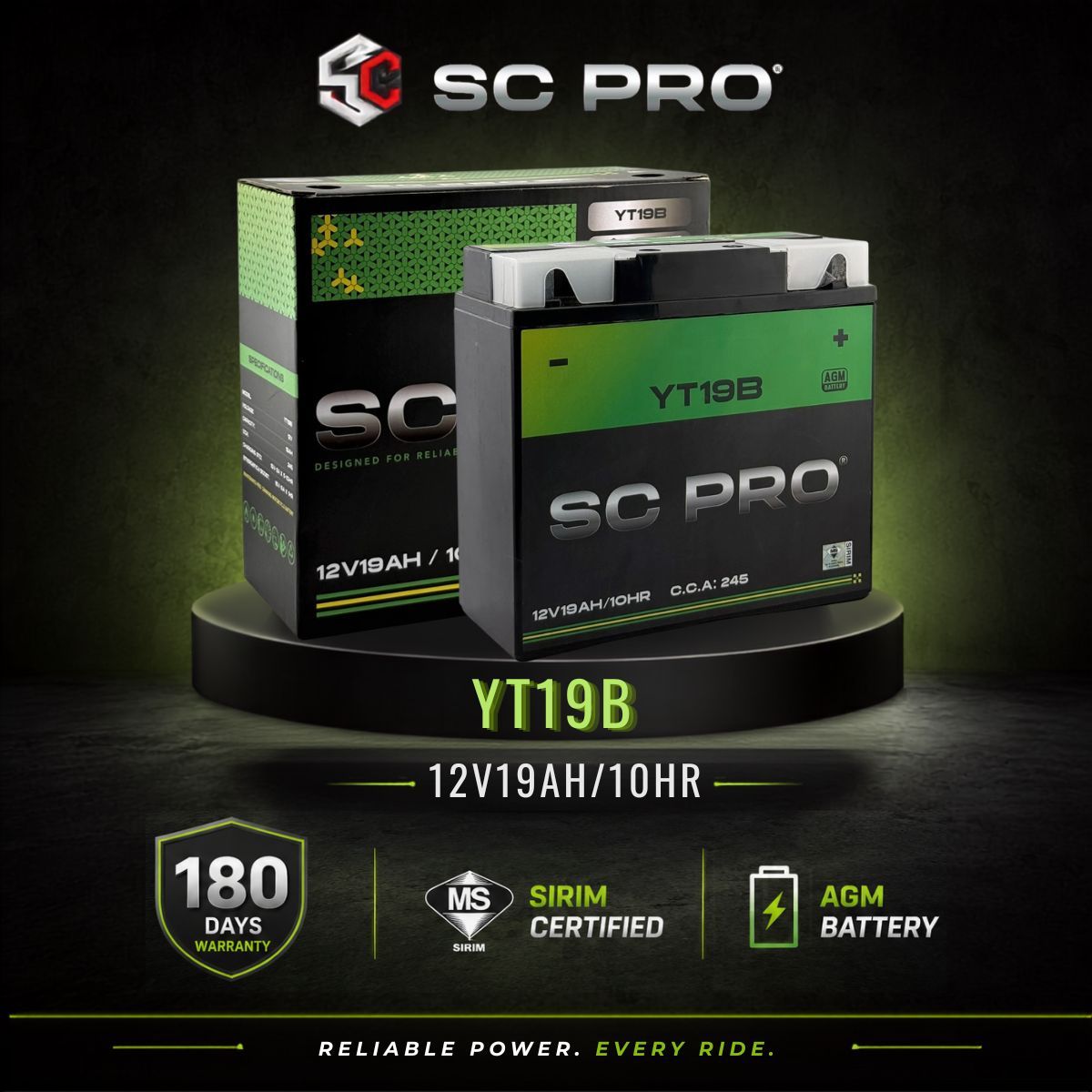 YT19B SC PRO - Bateri BMW R1200RT (2005-2013)/R1100GS (1994-2000)/R1150GS,R (2000-2005)/K1200LT,GT,RS,S (1999-2005)