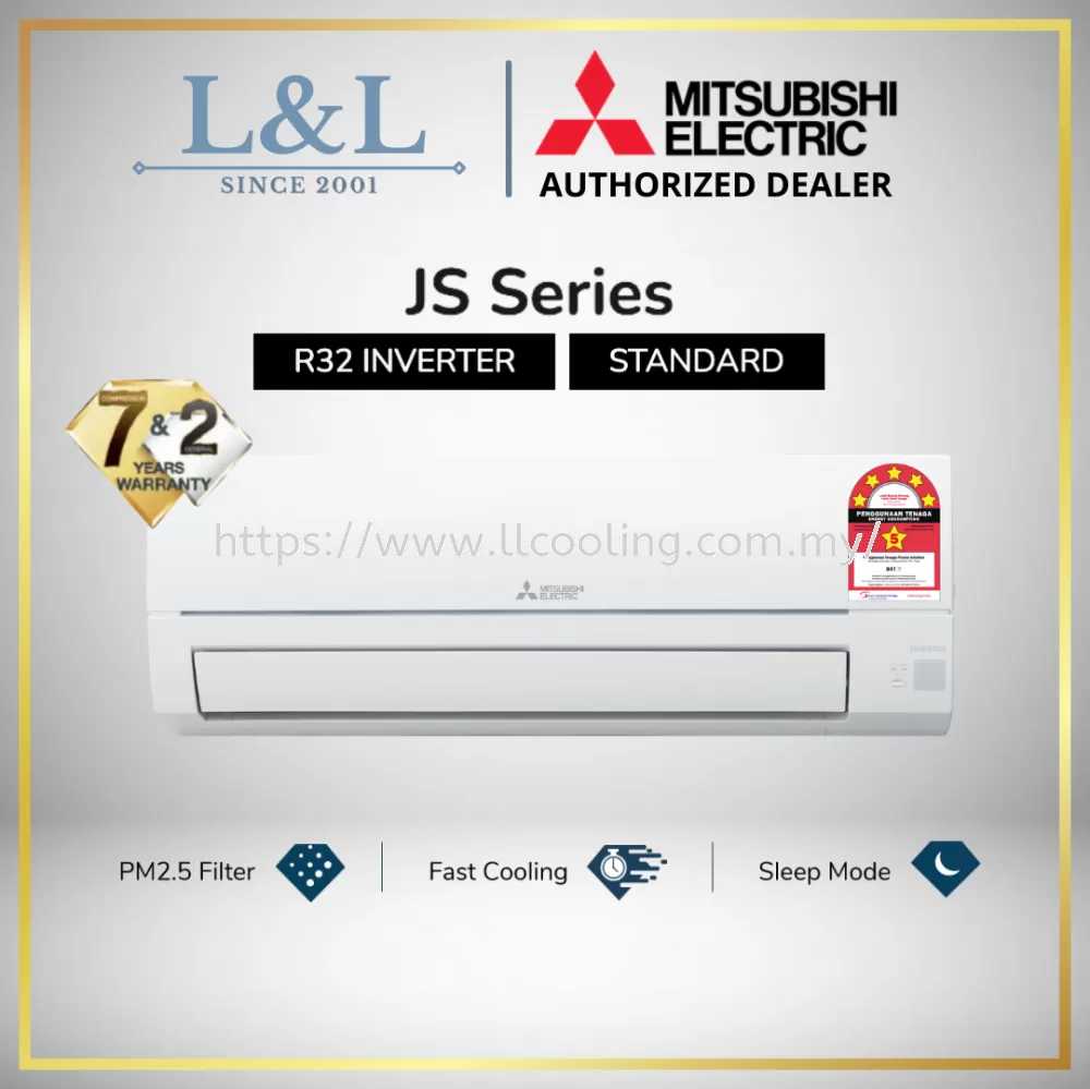 Mitsubishi JS Series R32 Standard Inverter Air Conditioner 2021 (1.0HP/1.5HP/2.0HP/2.5HP) (JS10VF/JS13VF/JS18VF/JS24VF)