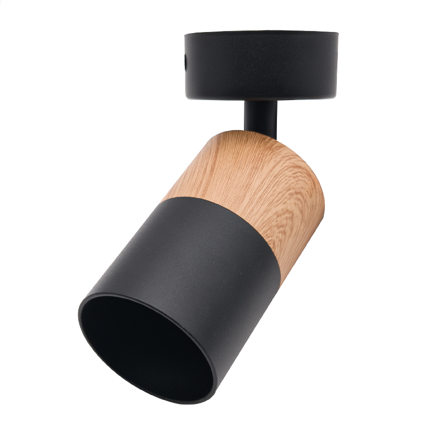 TR2207 Surface LED Track Light GU10 Bulb Black + Wood