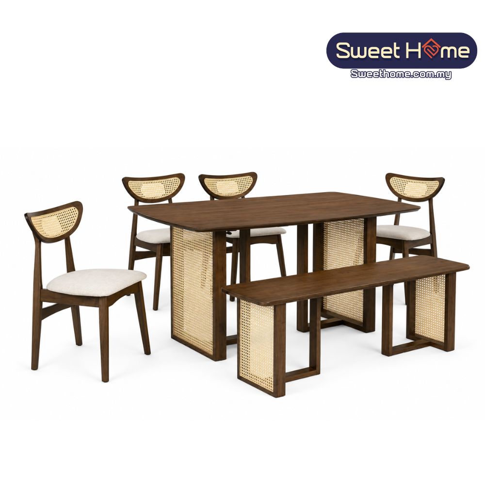 KYSON Solid Wood Dining Table & Chair Set - 6 Seater Dining Set