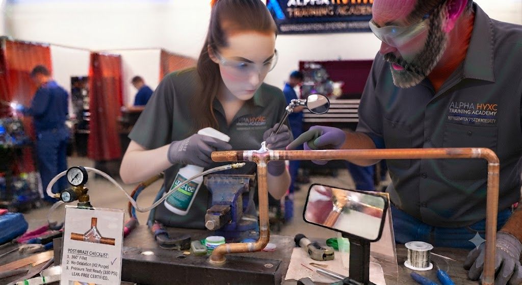 HVAC copper pipe brazing pressure test leak prevention