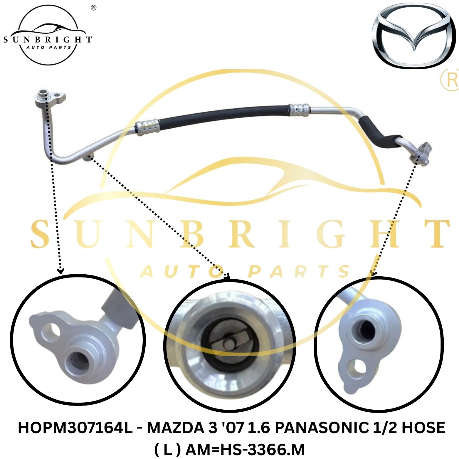HOPM307164L - MAZDA 3 '07 1.6 PANASONIC 1/2 HOSE ( L ) AM=HS-3366.M