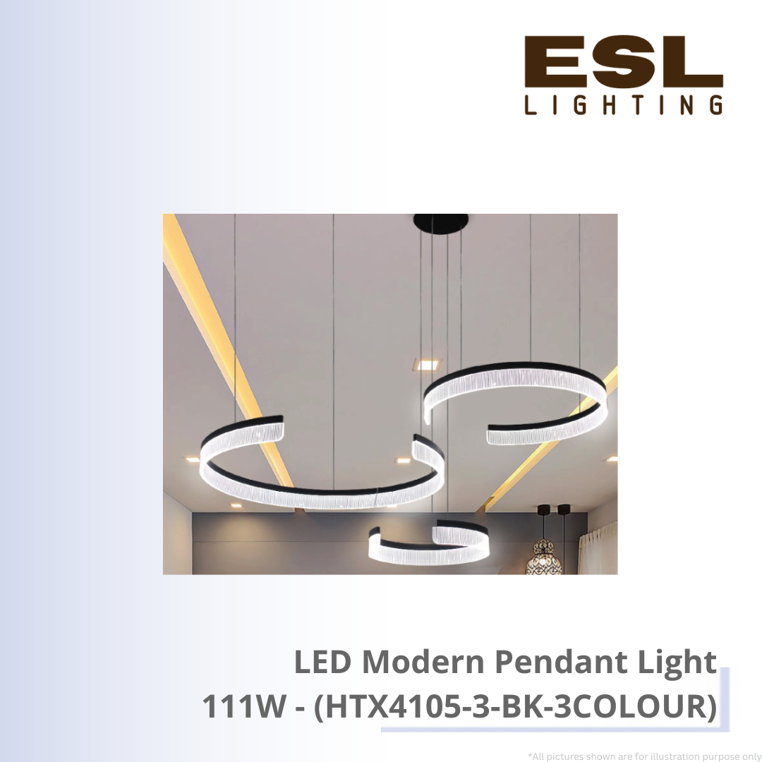 LED Modern Pendant Light 111W - HTX4105-3-BK-3COLOUR