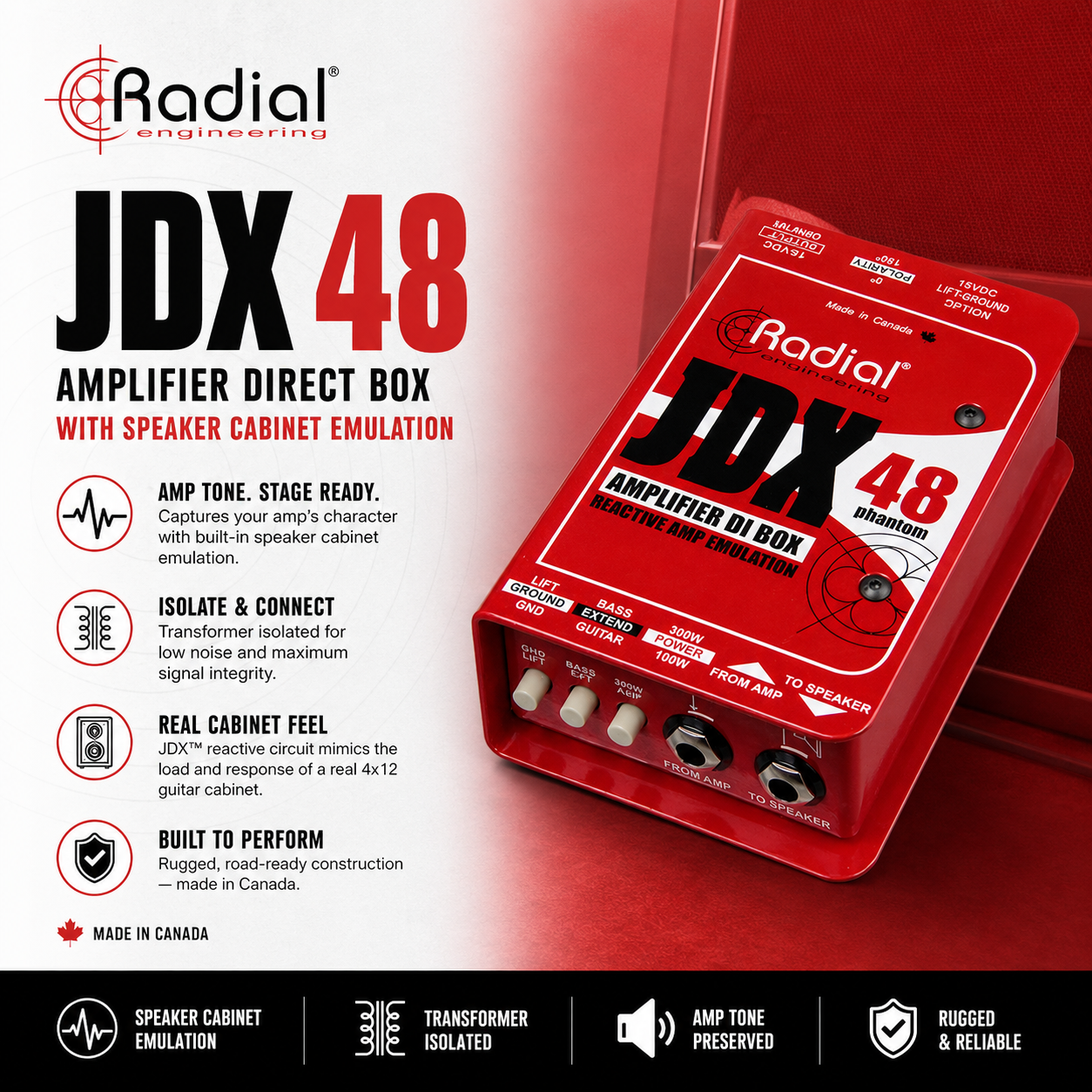 Radial Engineering JDX 48 功放直录 DI 盒（内置音箱模拟技术）