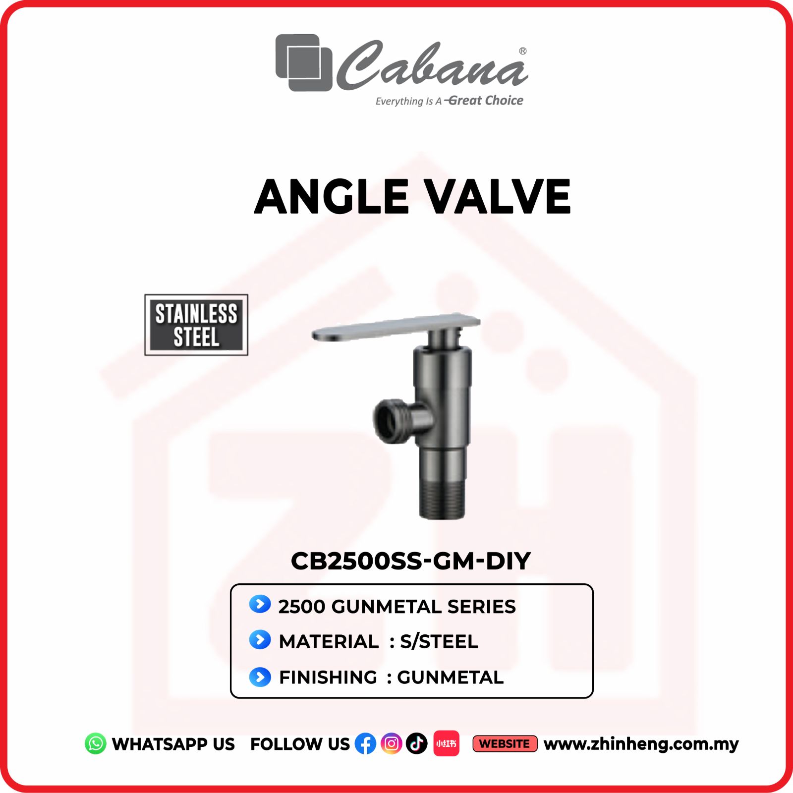 CABANA ANGLE VALVE  CB2500SS-GM-DIY