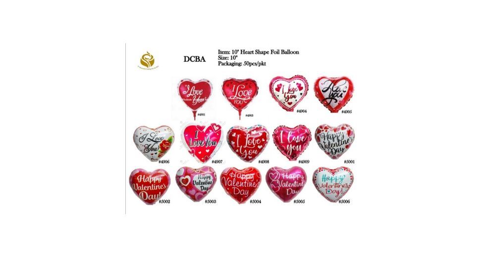 10 Inch Heart Shaped Foil Balloon –Valentine’s, Weddings & More (DCBA-049/050)