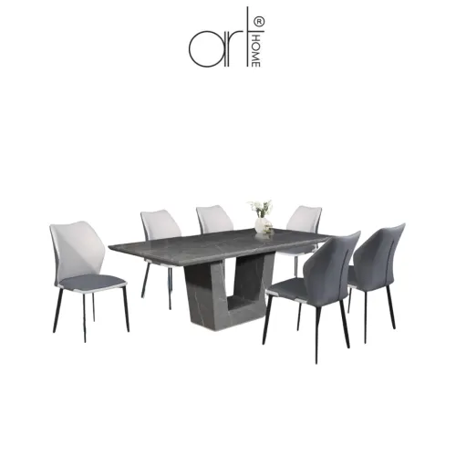 AURORA MARBLE DINING SET 1+8 (MT-K09C +DC-862[GREY])