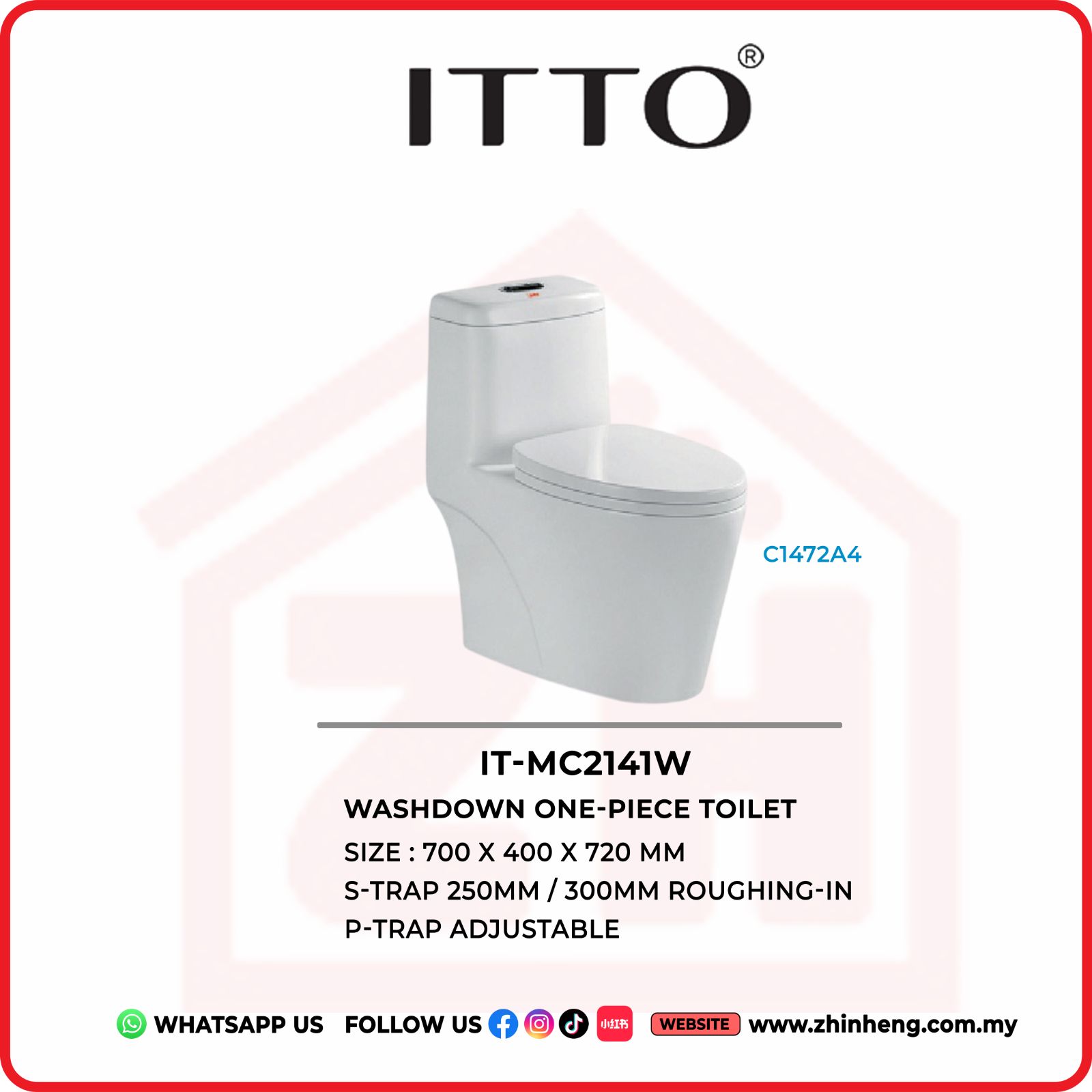 ITTO WASHDOWN ONE-PIECE TOILET  IT-MC2141W