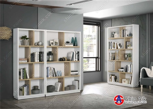 BC56016/18/20(KD) White & Natural Oak Two-Tone Modern Bookcase