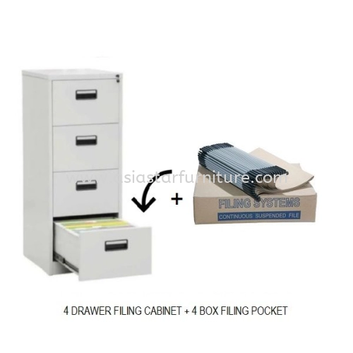 4 DRAWER FILING CABINET + 4 BOX FILING POCKET