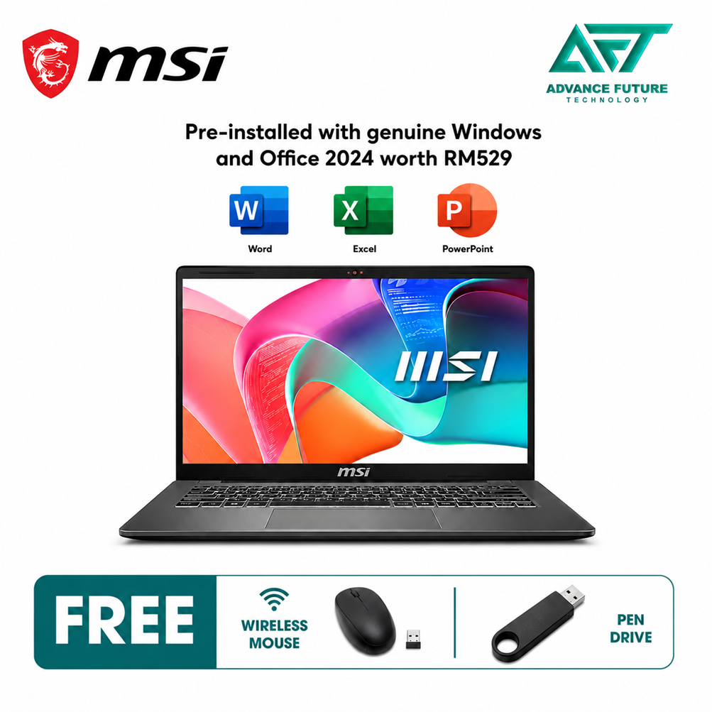 MSI Modern 14 F13MG-830MY 14'' FHD Laptop Platinum Gray ( Intel Core 5 120U ,16GB, 512GB SSD, Intel, W11, H&S 2024&M365 )