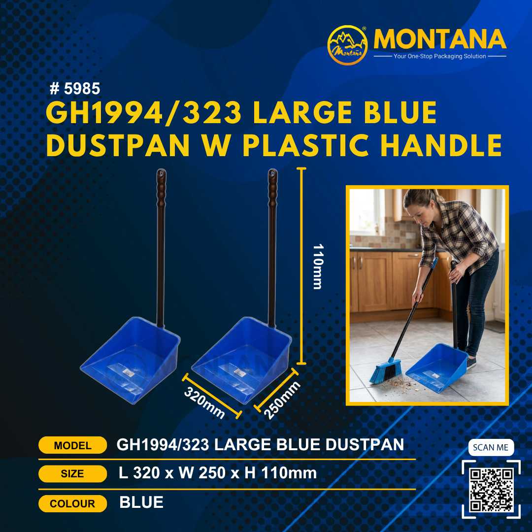 (5985) GH1994/323 LARGE BLUE DUSTPAN W PLASTIC HANDLE