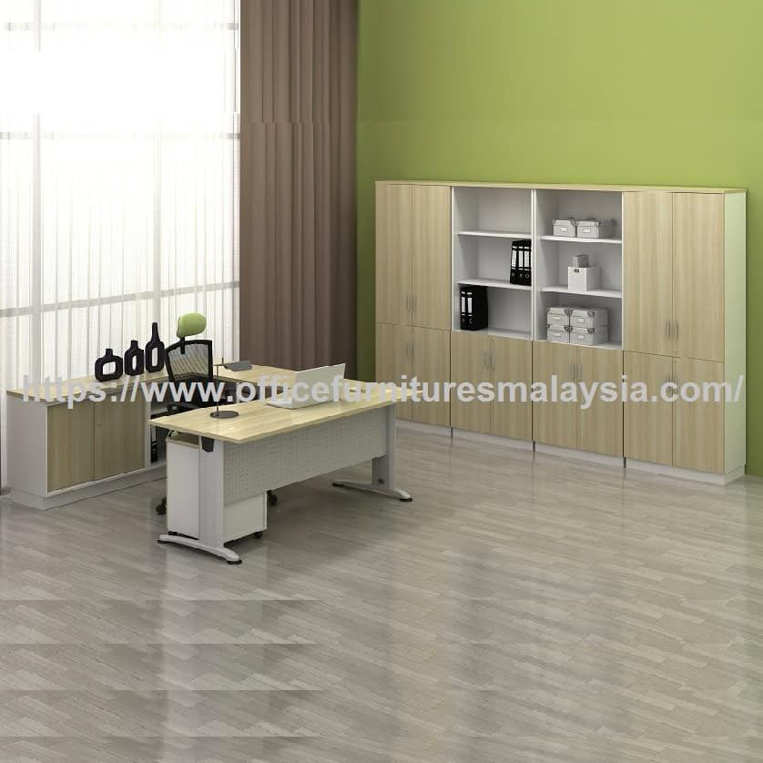 6 ft Classic Design Executive Desk And Side Cabinet Set OFBM11SET1