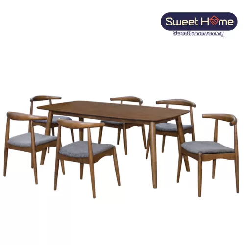 MIAMI Solid Wood Dining Set 1 + 6 | Cafe Furniture