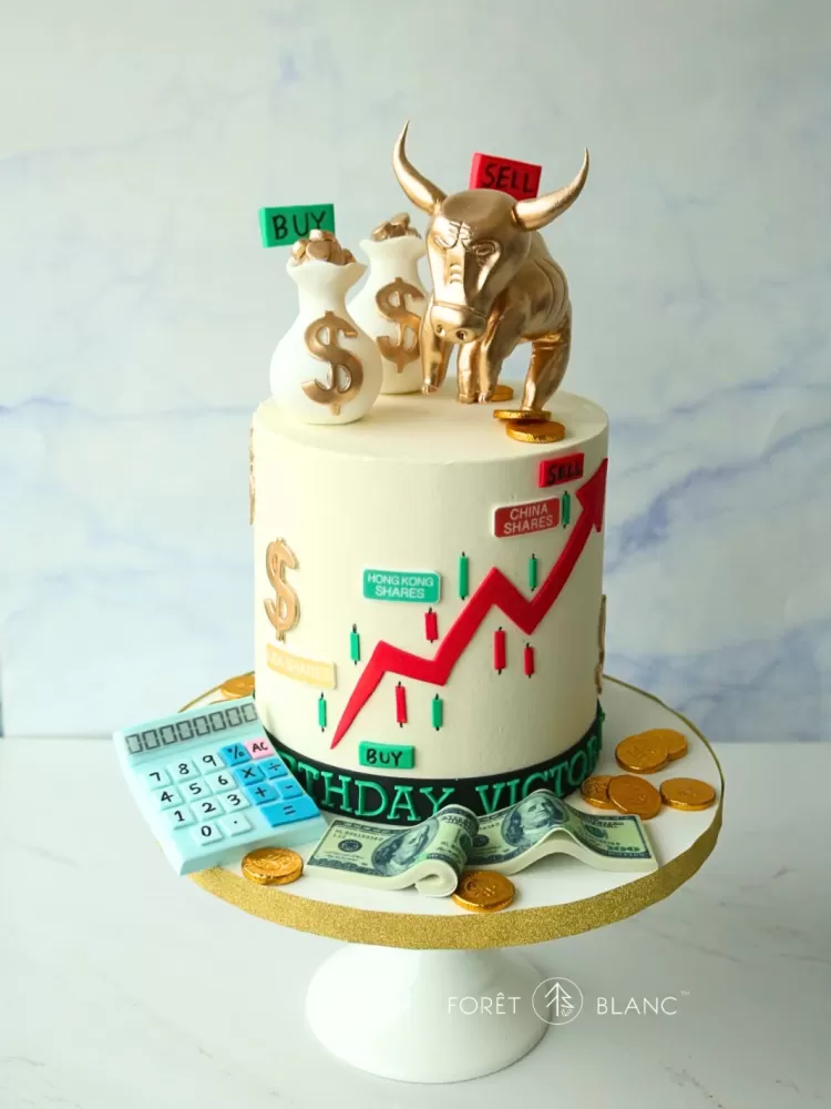 Golden Bull Stock Market Cake